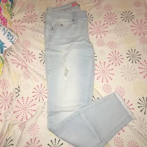 Mid rise semi-distressed jeans